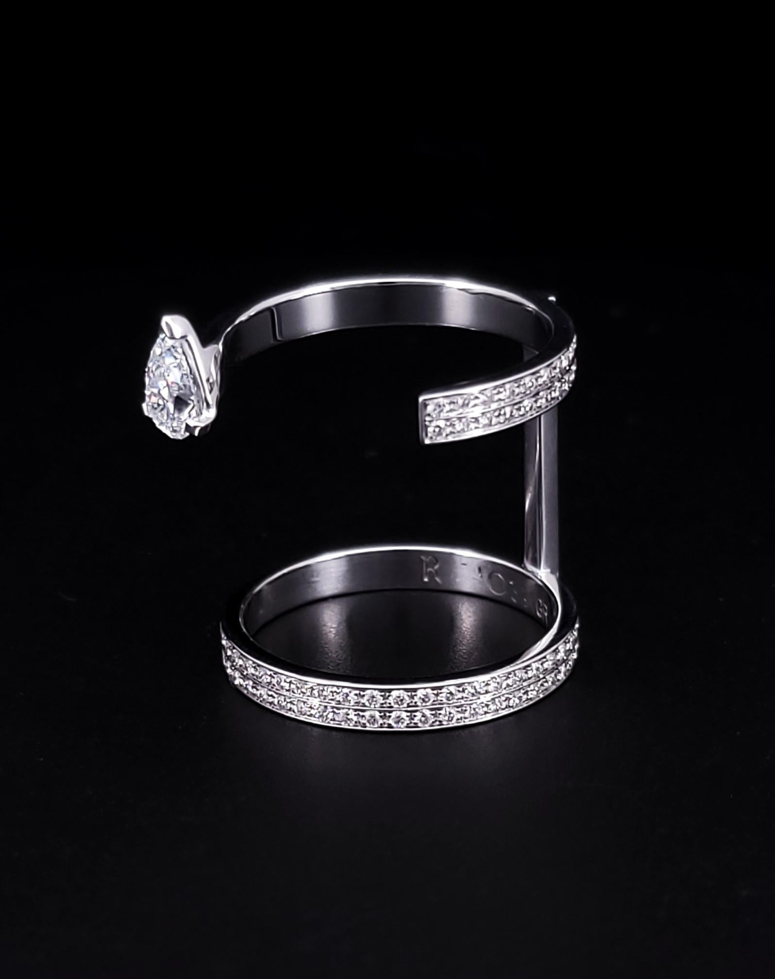 Repossi Serti sur Vide Ring in White Gold Paved with Diamonds For Sale 3