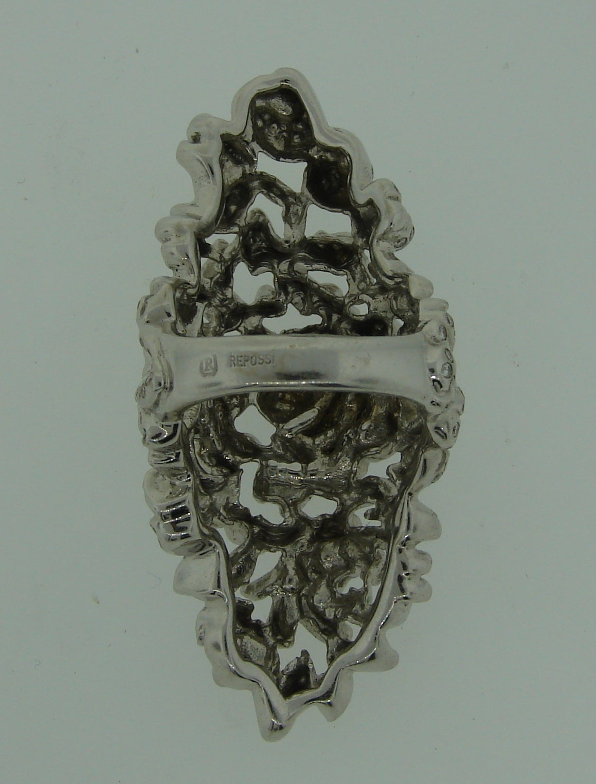 Women's Repossi Vintage Ring Diamond White Gold Cocktail Estate Jewelry For Sale