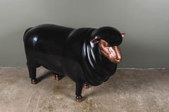 Repoussé Black Lacquer Sheep Sculpture by Robert Kuo, Limited Edition
