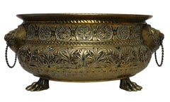 Repousse Brass Jardinière with Lion Head Handles, English, circa 1800
