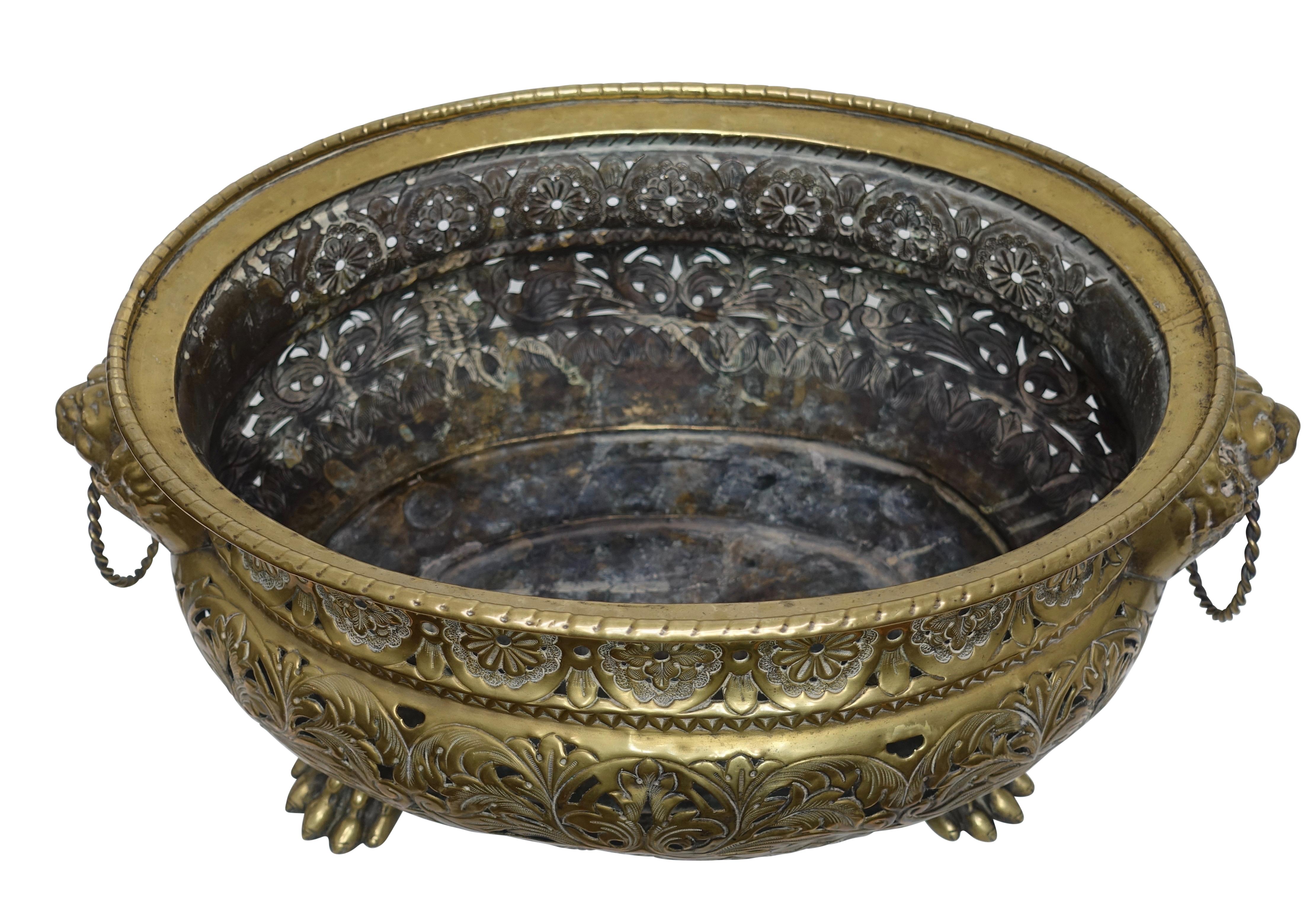 antique brass jardiniere