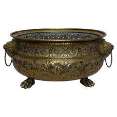 Repousse Brass Jardinière with Lion Head Handles, English, circa 1800