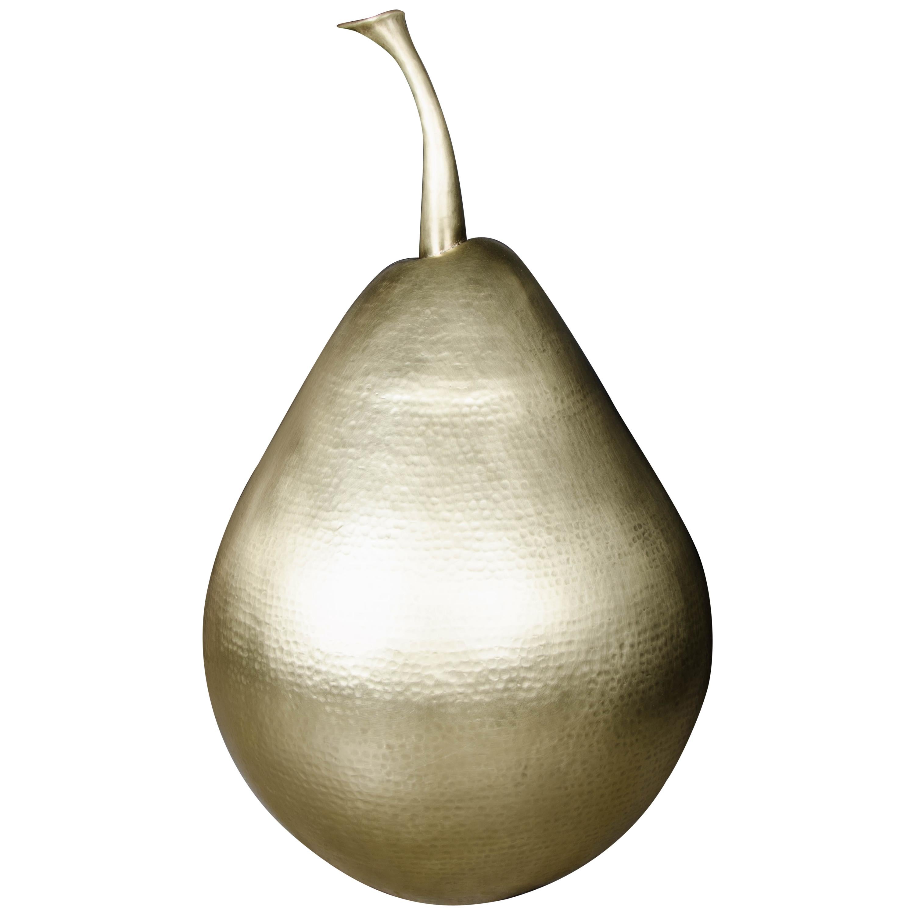 Repoussé Brass Pear Sculpture by Robert Kuo, Limited Edition