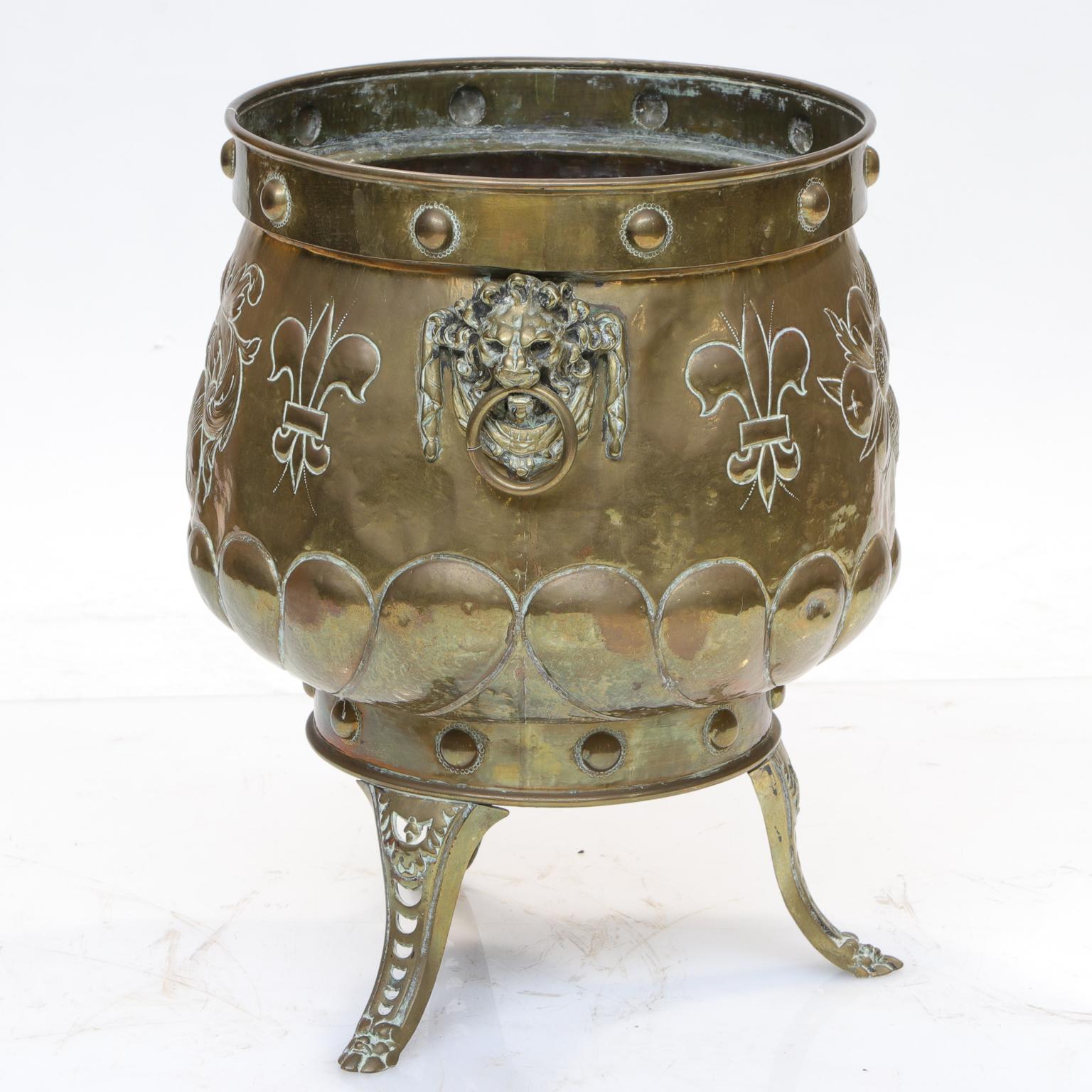 Repoussé Repousse Brass Planter from the Victorian Era