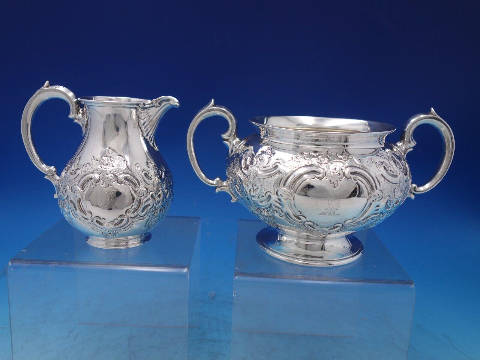 Repousse by E&J Barnard and Freeman & Sons English Sterling Tea Set 4pc #6872-2 5
