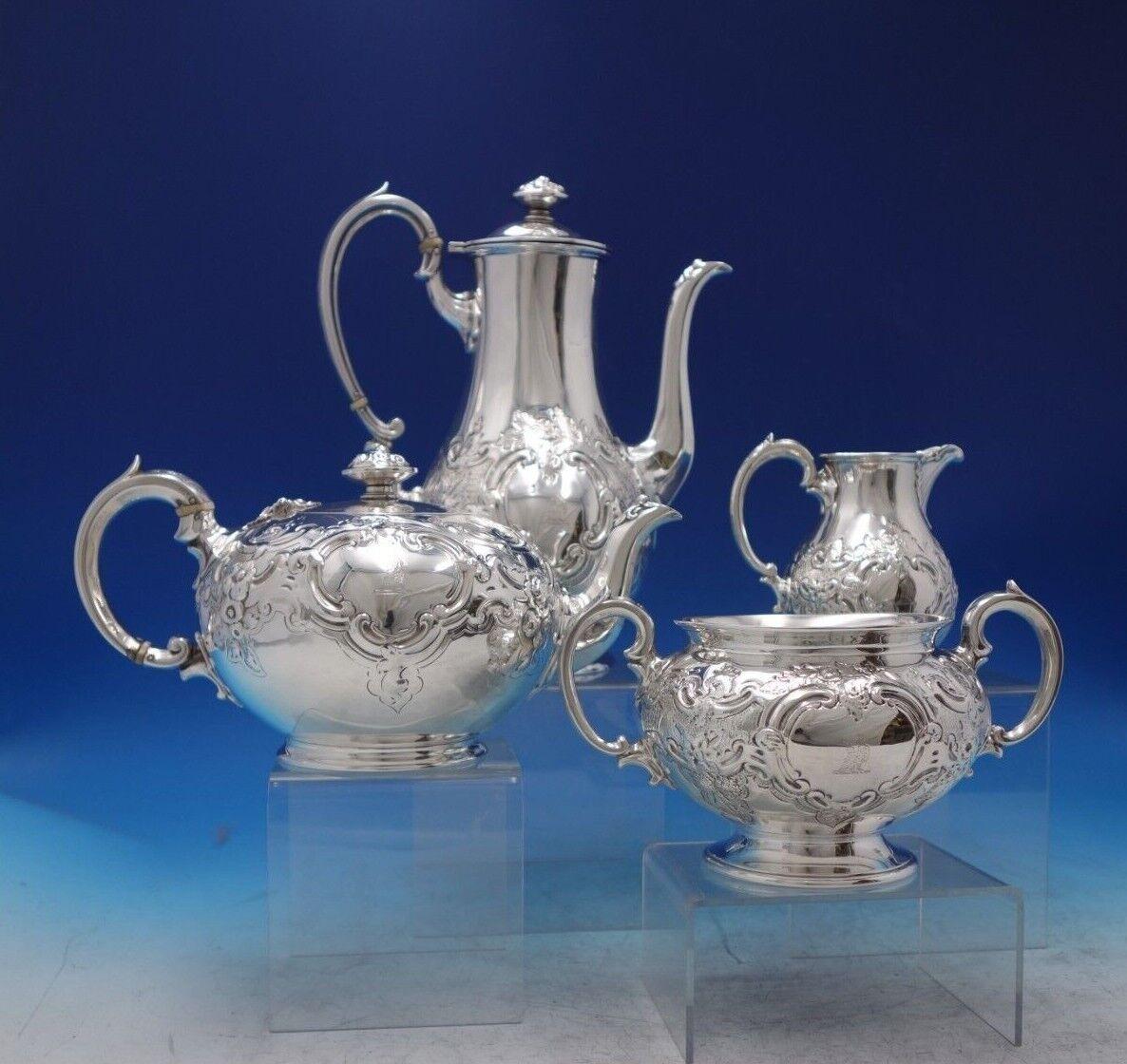 E and J Barnard and Freeman and Sons

Gorgeous E and J Barnard and Freeman and Sons English sterling silver four-piece tea set with lion crest (see photos). This set includes:

1 - Coffee pot: measures 10 1/4