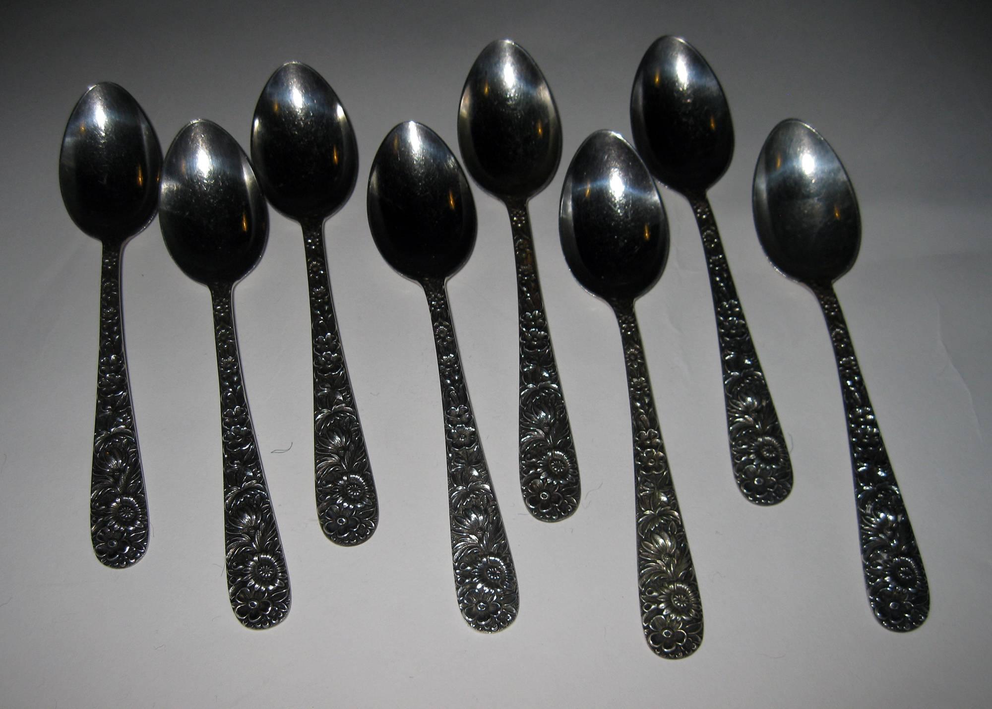 American Repousse by Kirk Sterling Silver Flatware 40-Piece Dinner Service for Eight