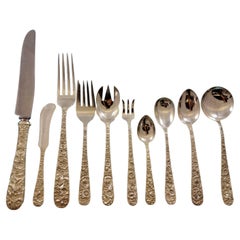 Repousse by Kirk Sterling Silver Flatware Set for 12 Service 134 Pieces Dinner