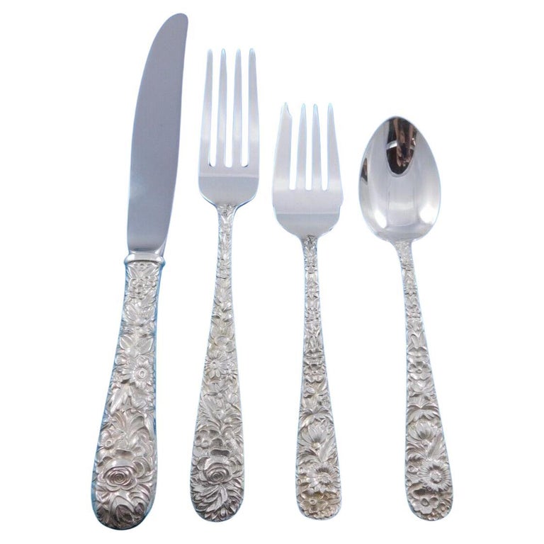 Repousse by Kirk Sterling Silver Flatware Set for 12 Service 48