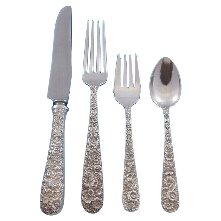 Repousse by Kirk Sterling Silver Flatware Set for 12 Service 53