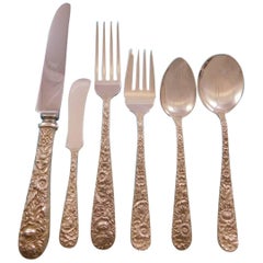 Repousse by Kirk Sterling Silver Flatware Set for 12 Service 76 Pieces