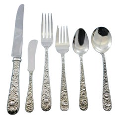 Repousse by Kirk Sterling Silver Flatware Set for 12 Service, 87 Pieces