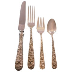 Repousse by Kirk Sterling Silver Flatware Set for 8 Service 34 pieces Dinner