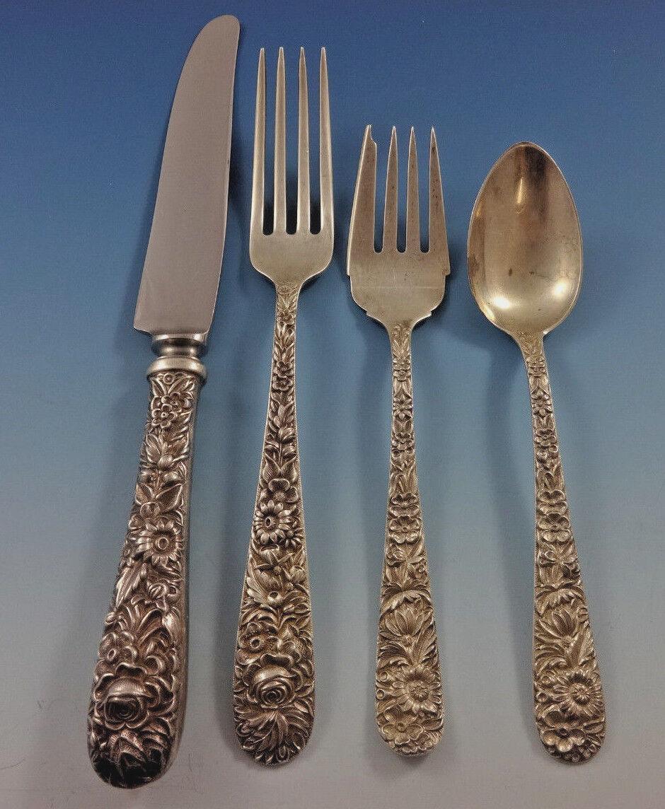 Repousse by Kirk Sterling Silber Besteck Set für 8 Service 54 Pieces im Zustand „Hervorragend“ im Angebot in Big Bend, WI