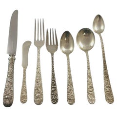 Repousse by Kirk Sterling Silver Flatware Set for 8 Service 66 Pieces