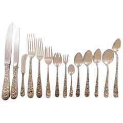 Repousse by Kirk Sterling Silver Flatware Set Service 195 Pieces Dinner Vintage