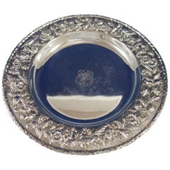 Repousse by Kirk Sterling Silver Serving Platter Tray Round #2503