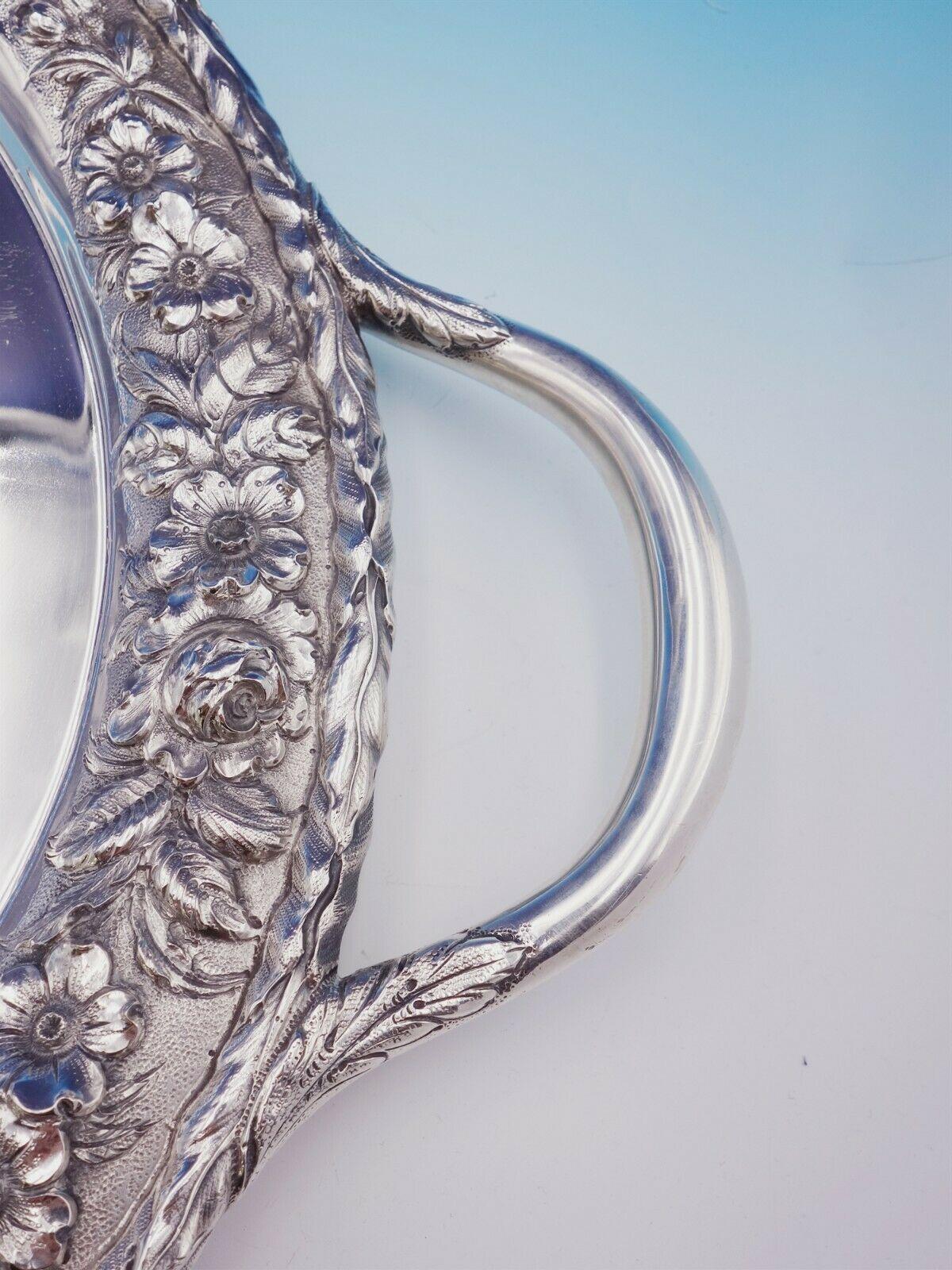 Repousse by Kirk Sterling Silver Tea Tray Heavy 125.5 ozt. #124AF In Excellent Condition In Big Bend, WI