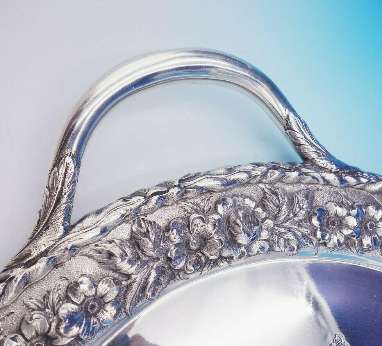 20th Century Repousse by Kirk Sterling Silver Tea Tray Heavy 125.5 ozt. #124AF