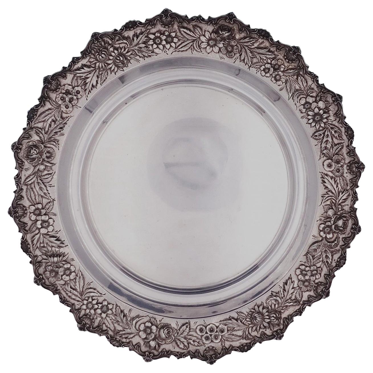 Repousse by Kirk Sterling Silver Tray Round #2544