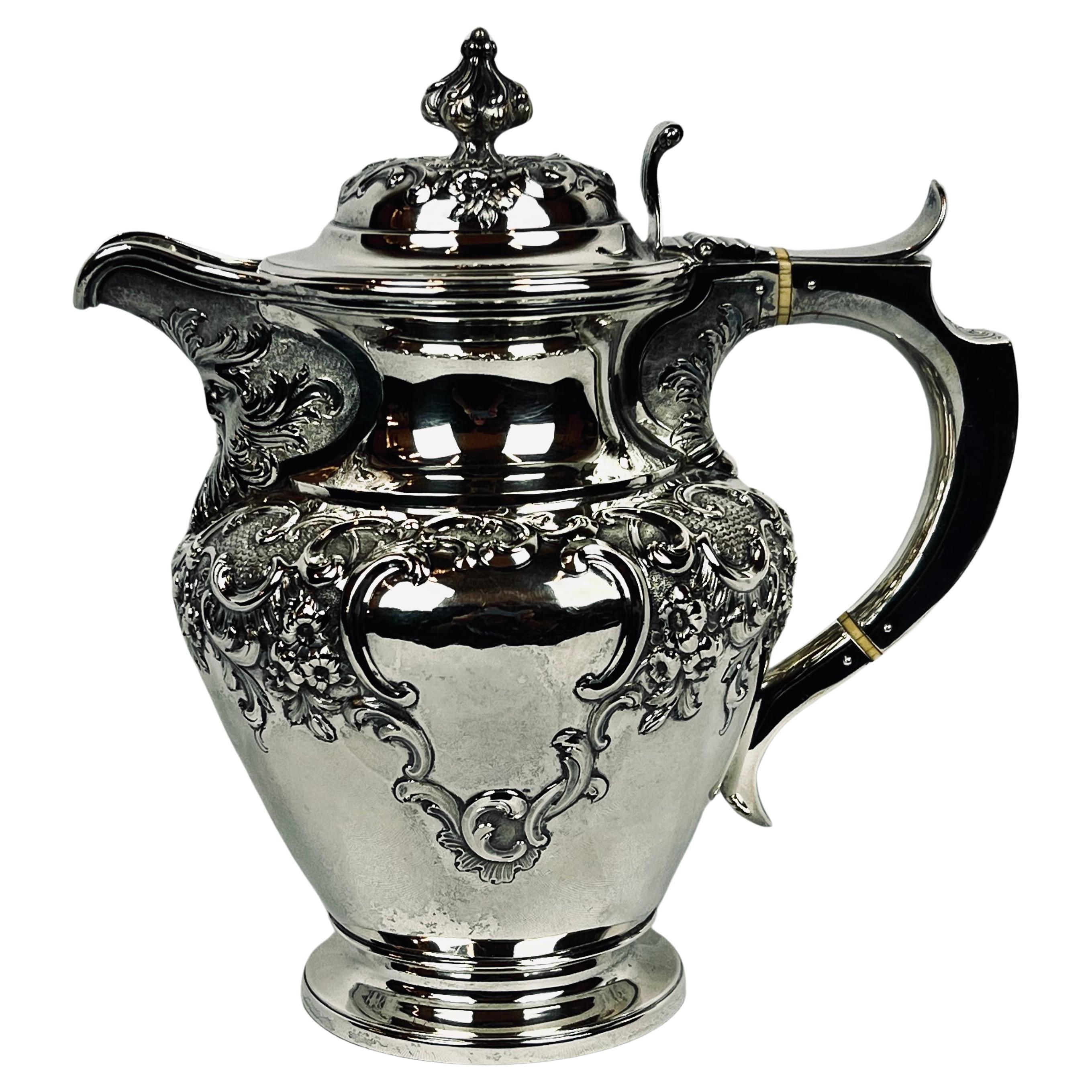 Repoussé Coffee Pot made in Edinburgh, Scotland by James & William Marshall