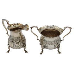 Repousse Footed Cream and Sugar of Georgian Design