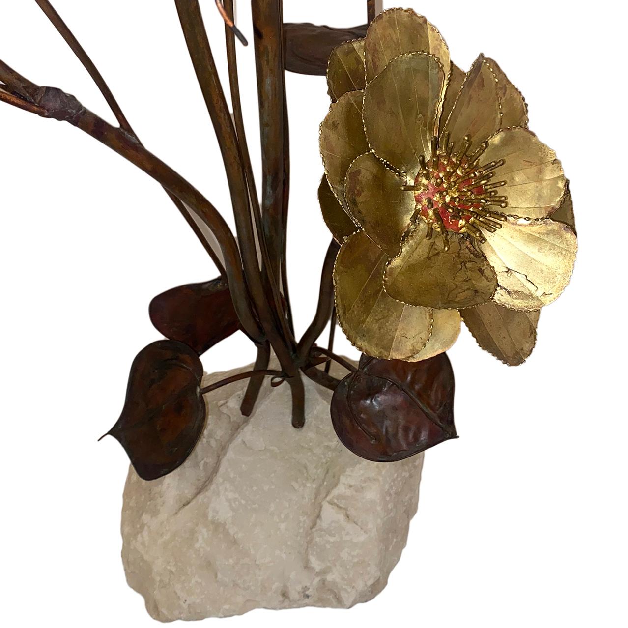 Mid-20th Century Repoussé Metal Floral Decoration For Sale