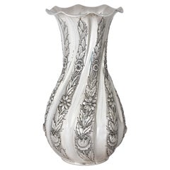 Vintage Repousse Peruvian Silver Bouquet Vase 