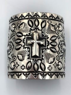 Repousse Silver Cuff  by Navajo Silversmith Ronnie Willie