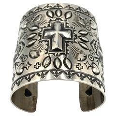 Repousse Silver Cuff  by Navajo Silversmith Ronnie Willie
