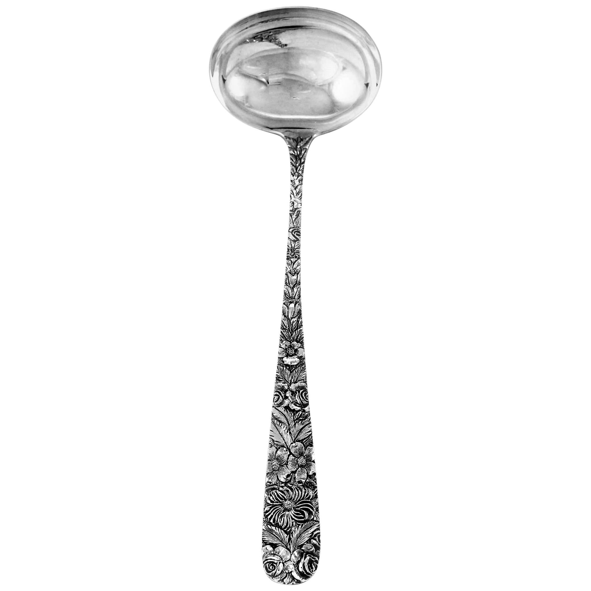 Repousse Sterling Ladle For Sale