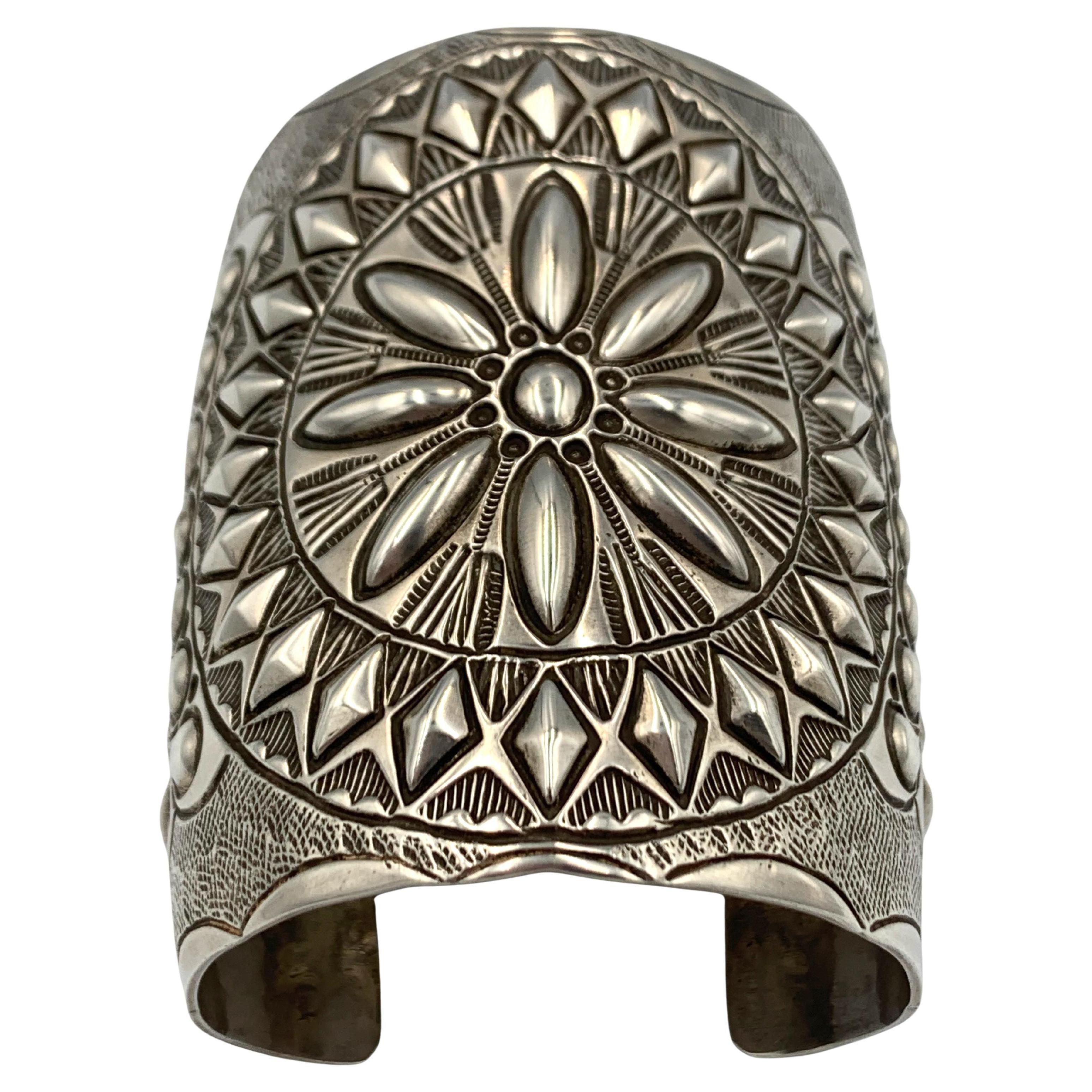 Repousse Sterling Silver Cuff by Wilbert Benally