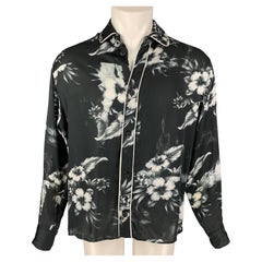 REPRESENT Size S Black White Floral Viscose Button Up Long Sleeve Shirt