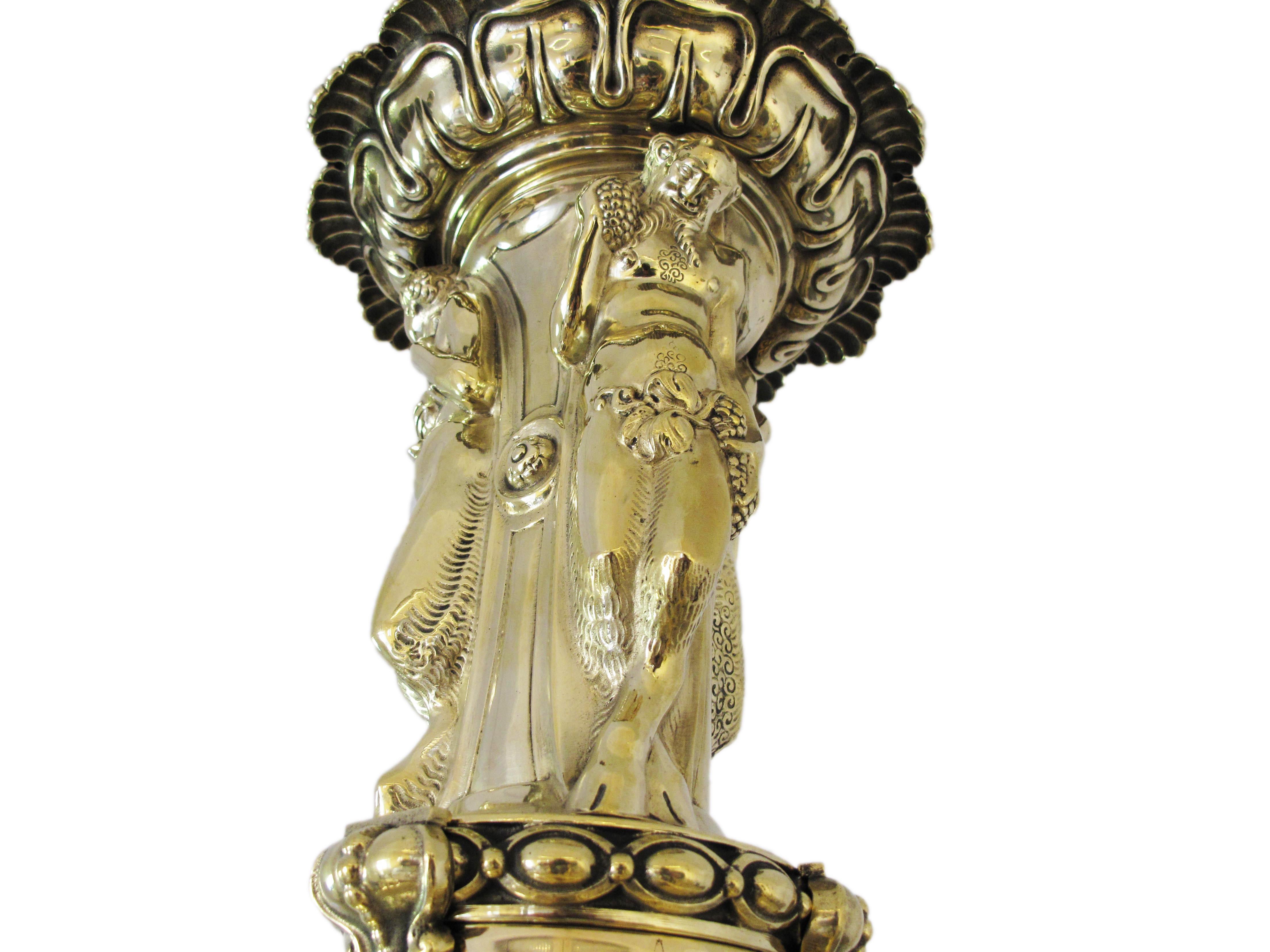 Brass Representative Art Nouveau Chandelier with Figural Elements For Sale