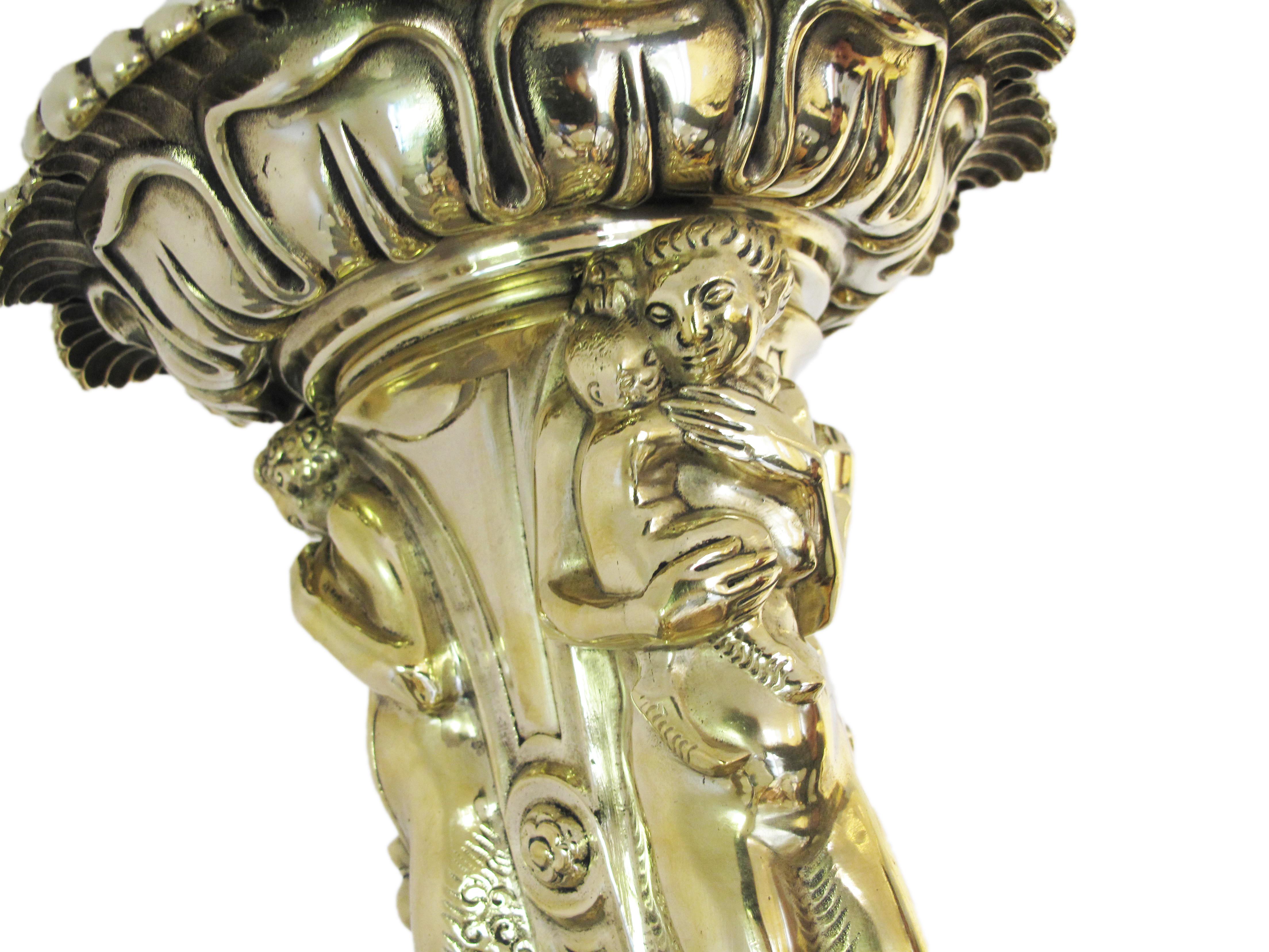Representative Art Nouveau Chandelier with Figural Elements For Sale 1