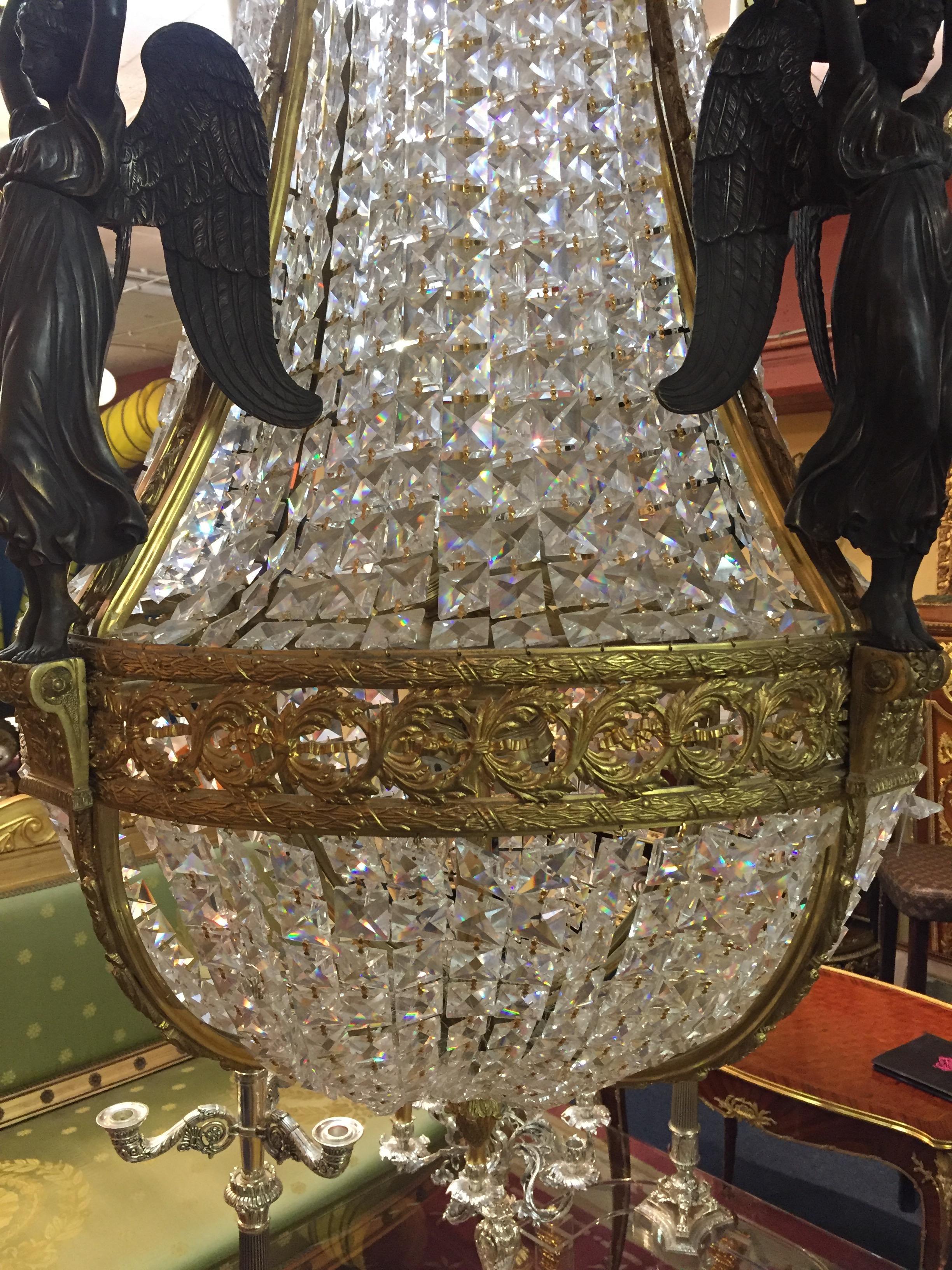 19th Century Representative Bronze Chandelier with Crystal, Pierre Philippe-Thomire