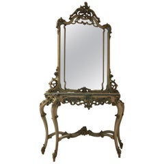 Antique Representative Console with a Mirror, Venetian Neorococo, after 1900