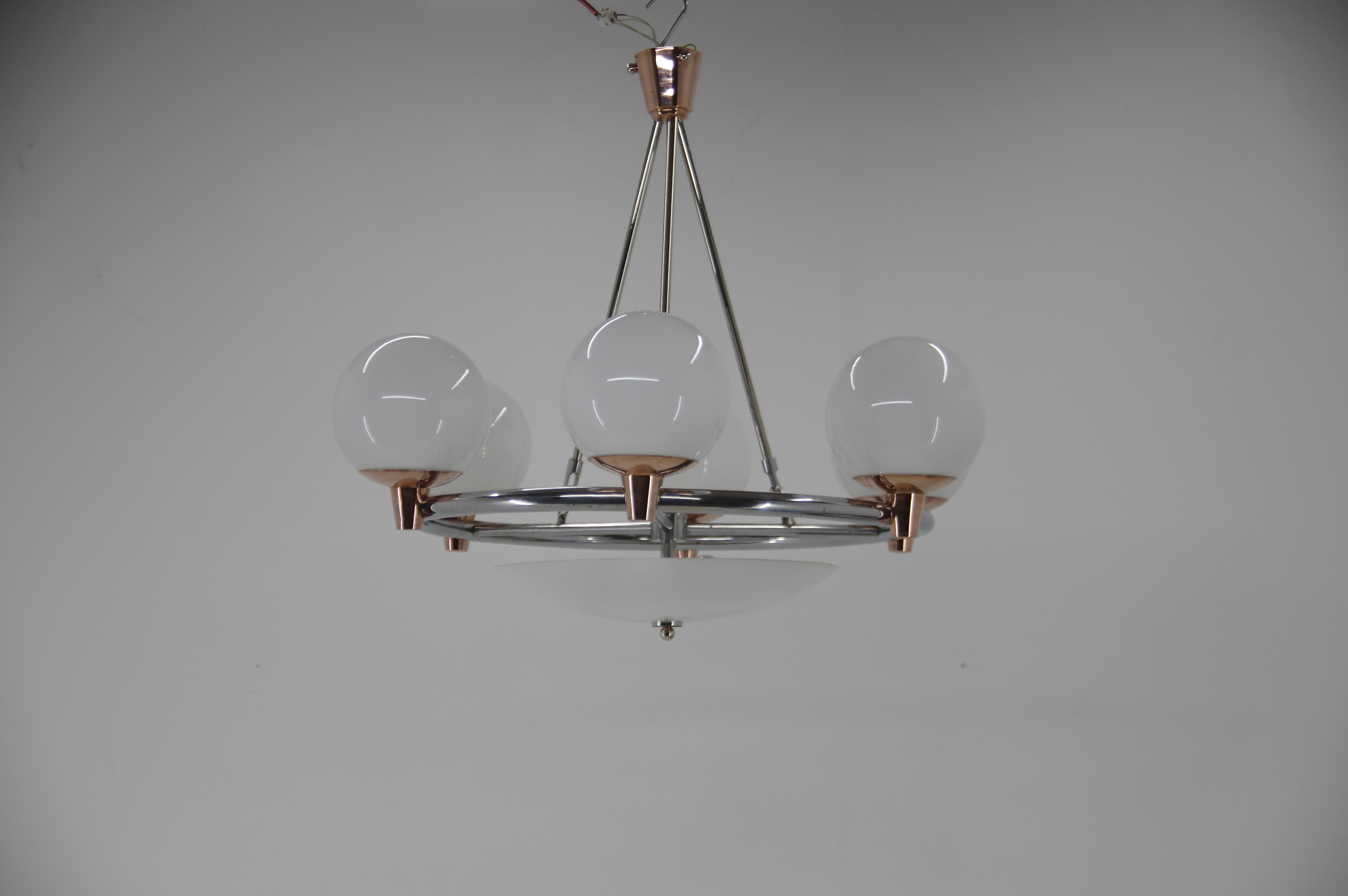 Representative Large Art Deco Chandelier, 1930s In Good Condition For Sale In Praha, CZ
