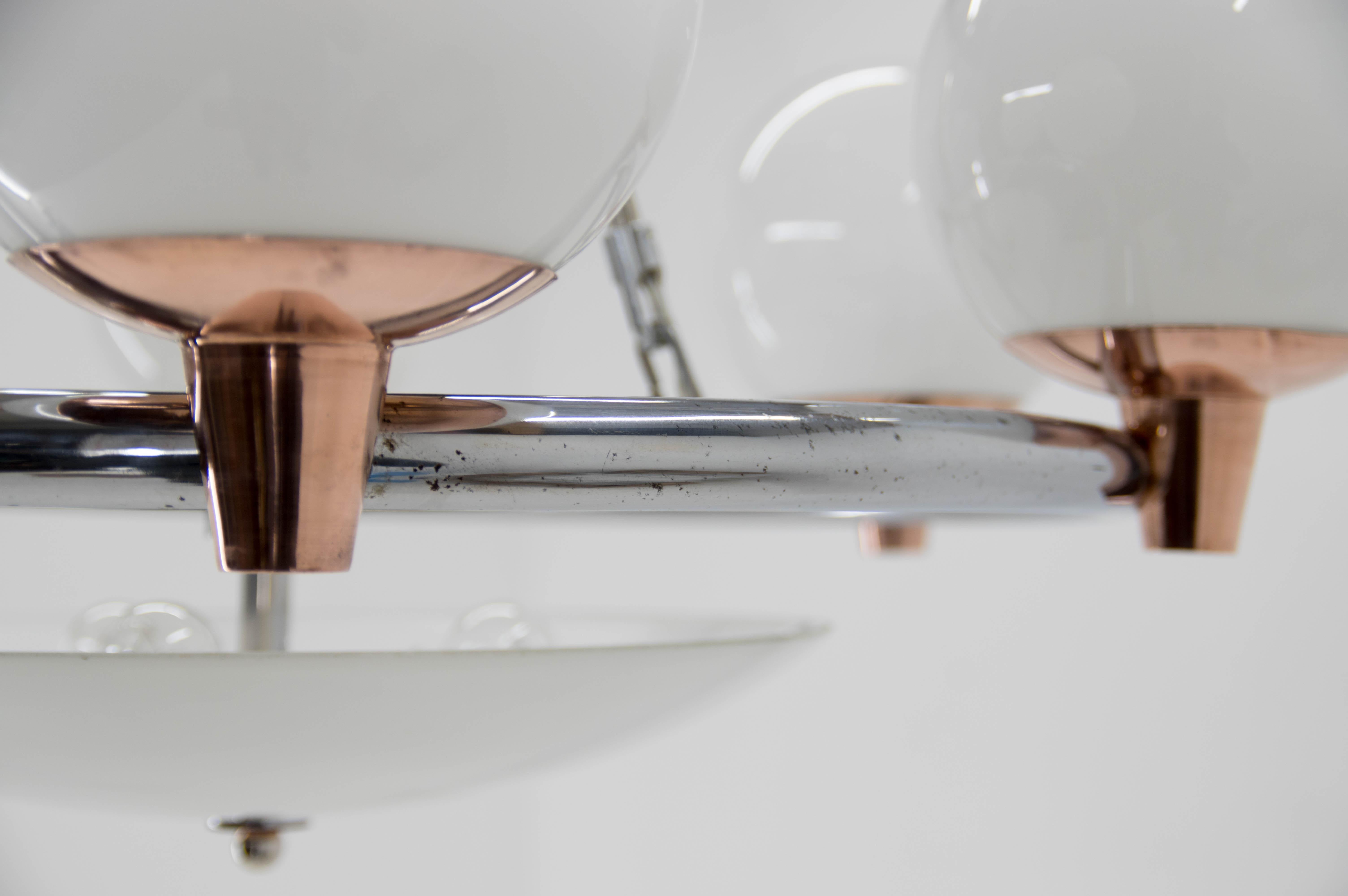 Copper Representative Large Art Deco Chandelier, 1930s For Sale