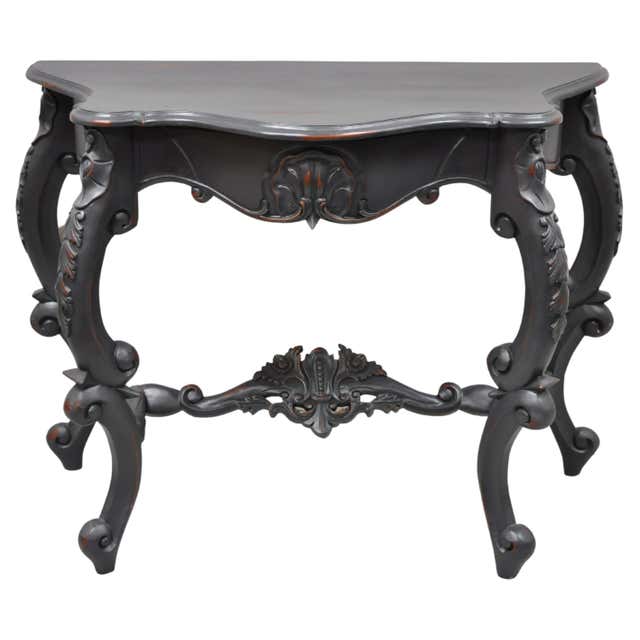 Console Modern Rococo Expertly Carved French Marble-Top Console in the Louis XV Rococo Taste ...