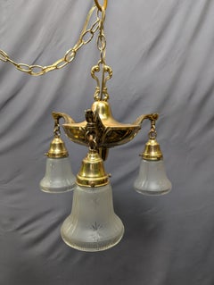 Reproduction Brass Victorian 3-Light Hanging Light Fixture