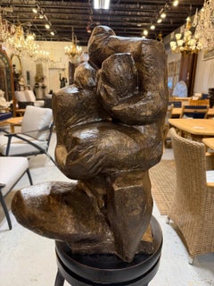 Reproduction Bronze Finish Fiberglass Man & Woman Abstract Sculpture, M. HUDECEK