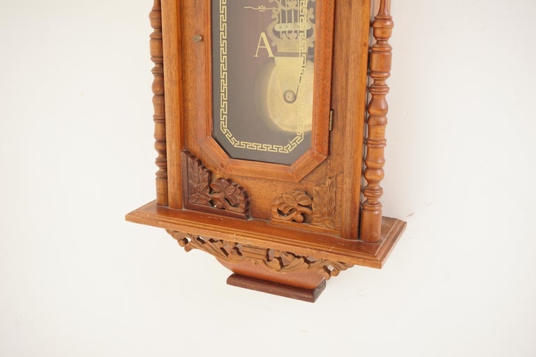 Reproduction Carved Walnut Regulator Wall Clock, 1960, H107 For Sale at ...