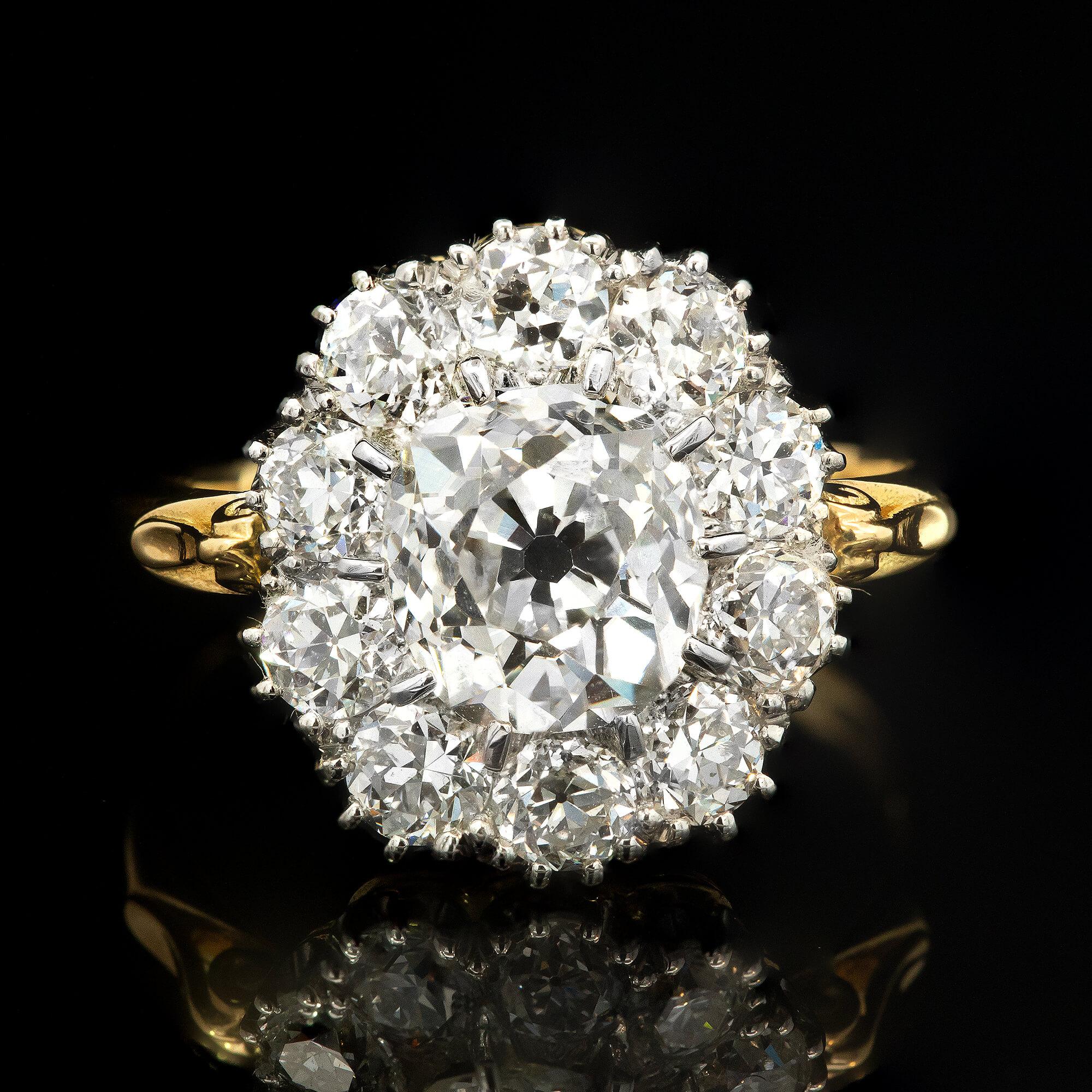 Reproduction Diamond Cluster Ring Circa 2022 For Sale 2