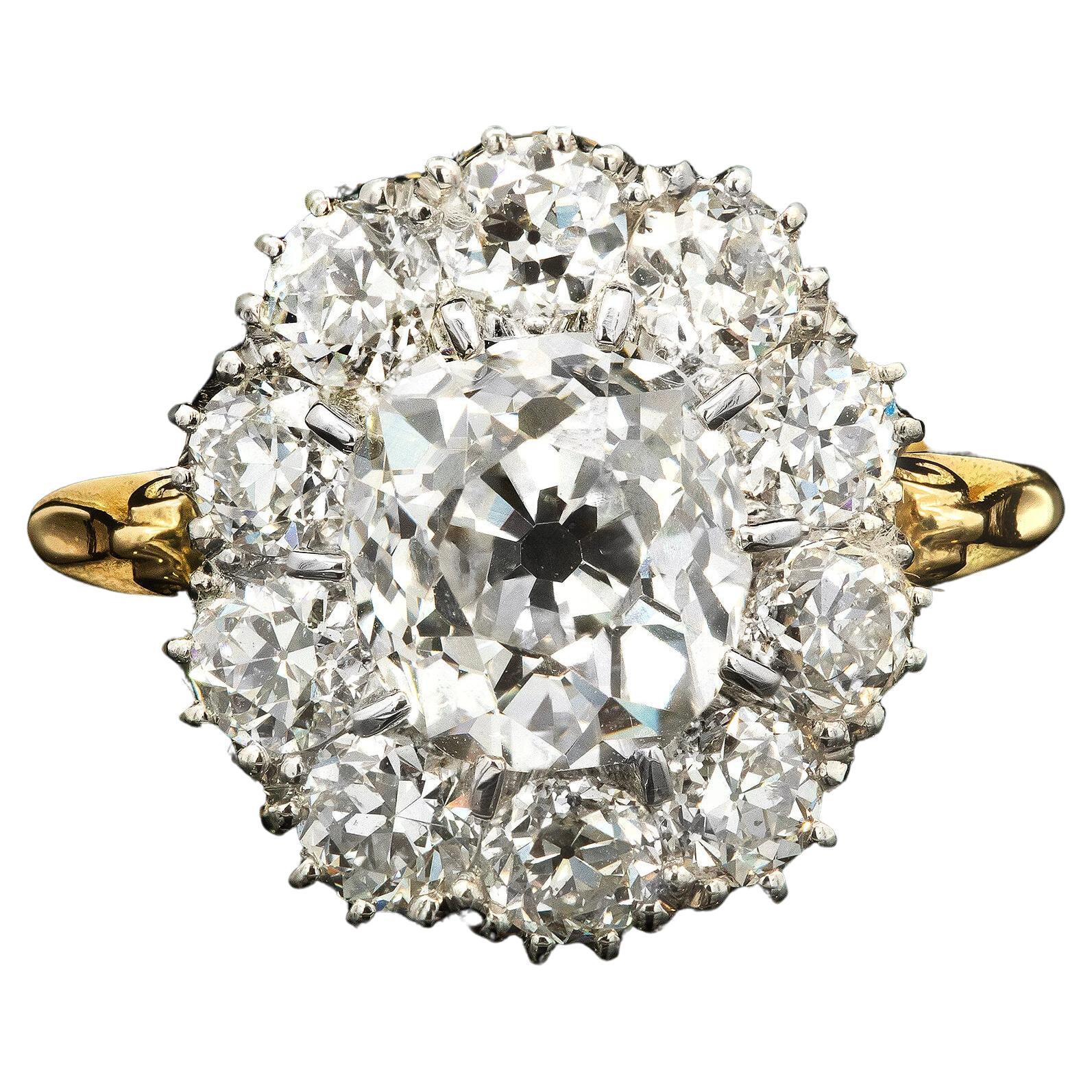 Reproduction Diamond Cluster Ring Circa 2022 For Sale