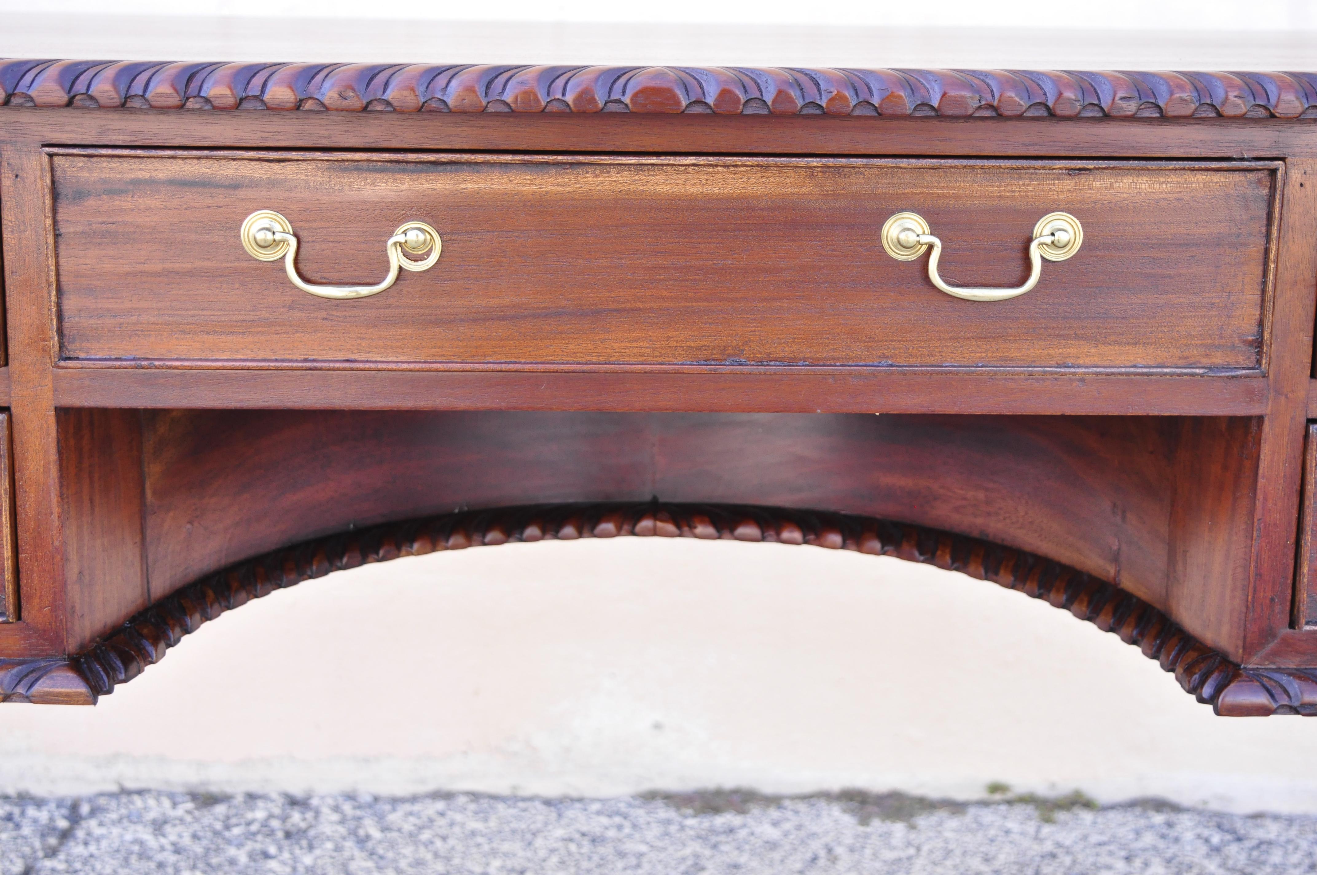 Reproduction English Chippendale Style Mahogany Ball Claw Executive Writing Desk In Good Condition For Sale In Philadelphia, PA