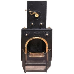 Used Reproduction English Coal Stove/Fireplace circa 1640, Contemporary Gas Fired