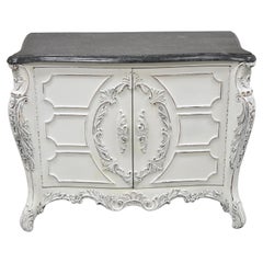 Vintage Reproduction French Louis XV Style Marble Top Commode Sideboard Buffet Cabinet