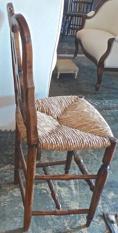 2 Reproduction French Louis XVI Style Bar Stool with Rush Seat and High Back
