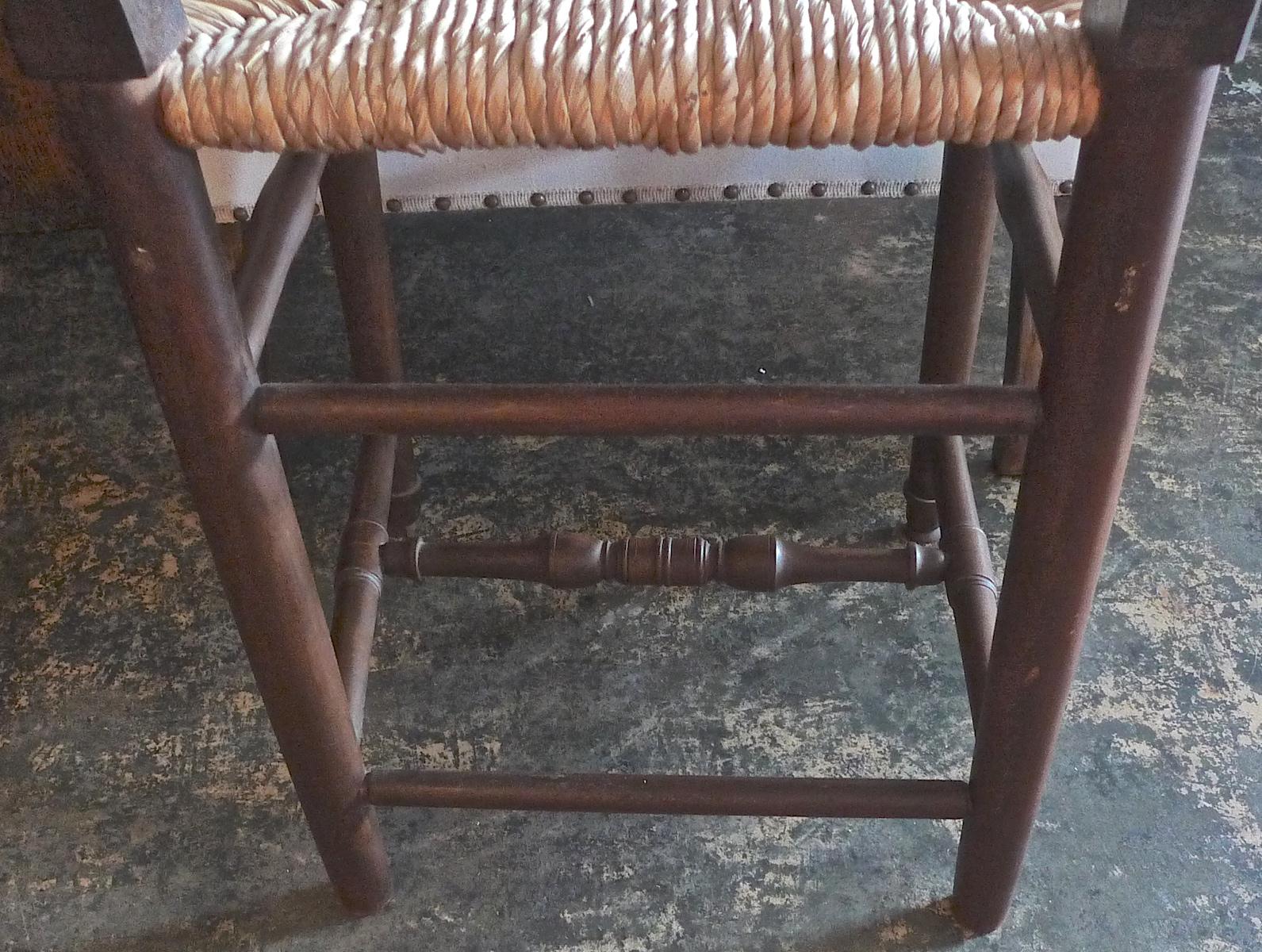 Reproduction French Louis XVI Style Hand Carved Dining Chair with Rush Seat For Sale 6